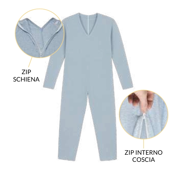Pigiama intero per lungodegenti ispezionabile Higienic Pants